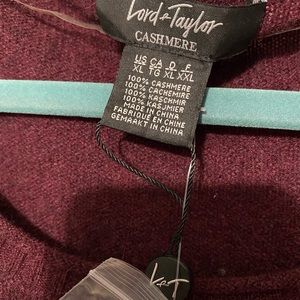 Lord and Taylor Cashmere Maroon Shirt Long Sleeve NEW with tags